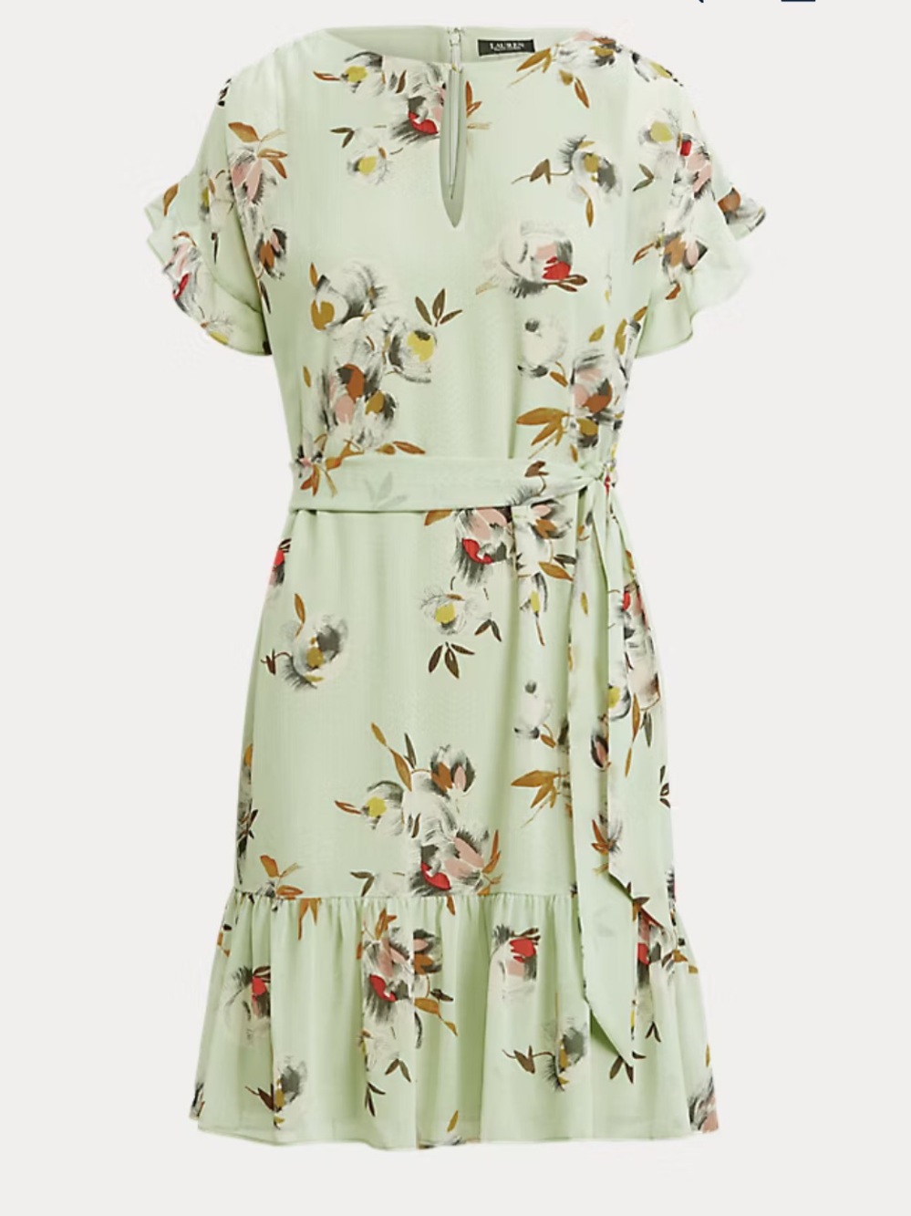 Ralph Lauren Pastel Floral Crinkled Georgette Dress